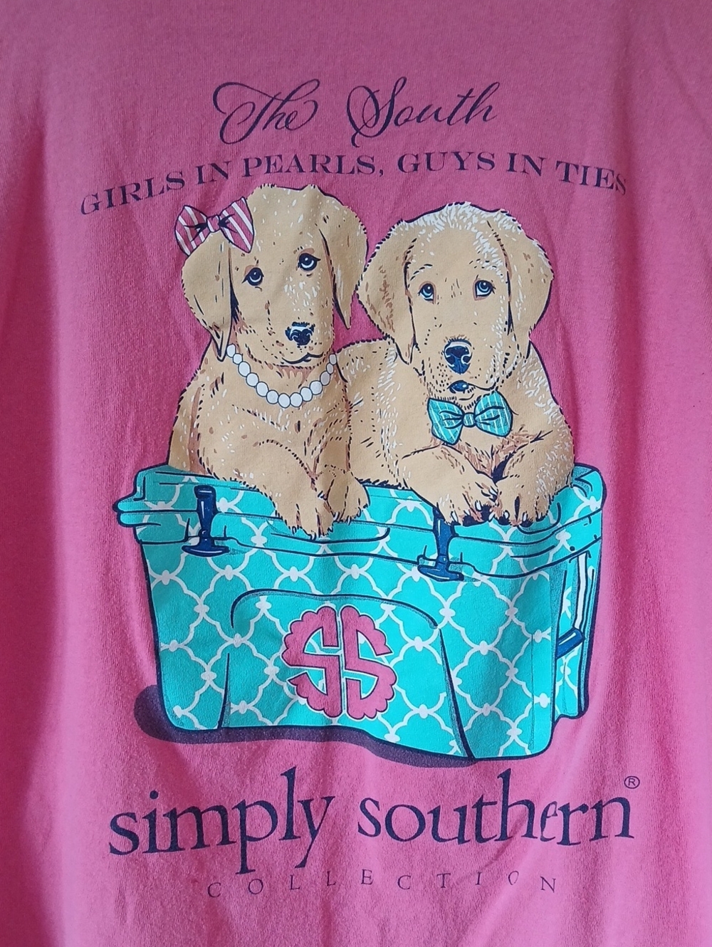 Simply Southern Pink Long Sleeve Shirt Puppy Dogs - Picture 2 of 5